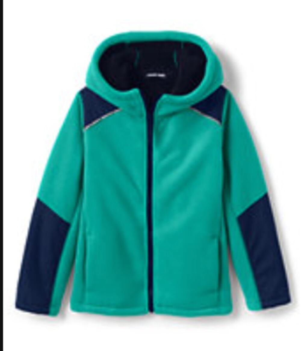 NWOT Lands End Seaglass Teal/Navy Warm Bonded Fleece Jacket - Size Large (7)